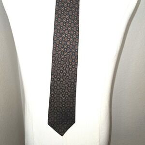 Arthur's Court NY Athletic Club Silk Tie Black Red Gold Medallion USA Made
